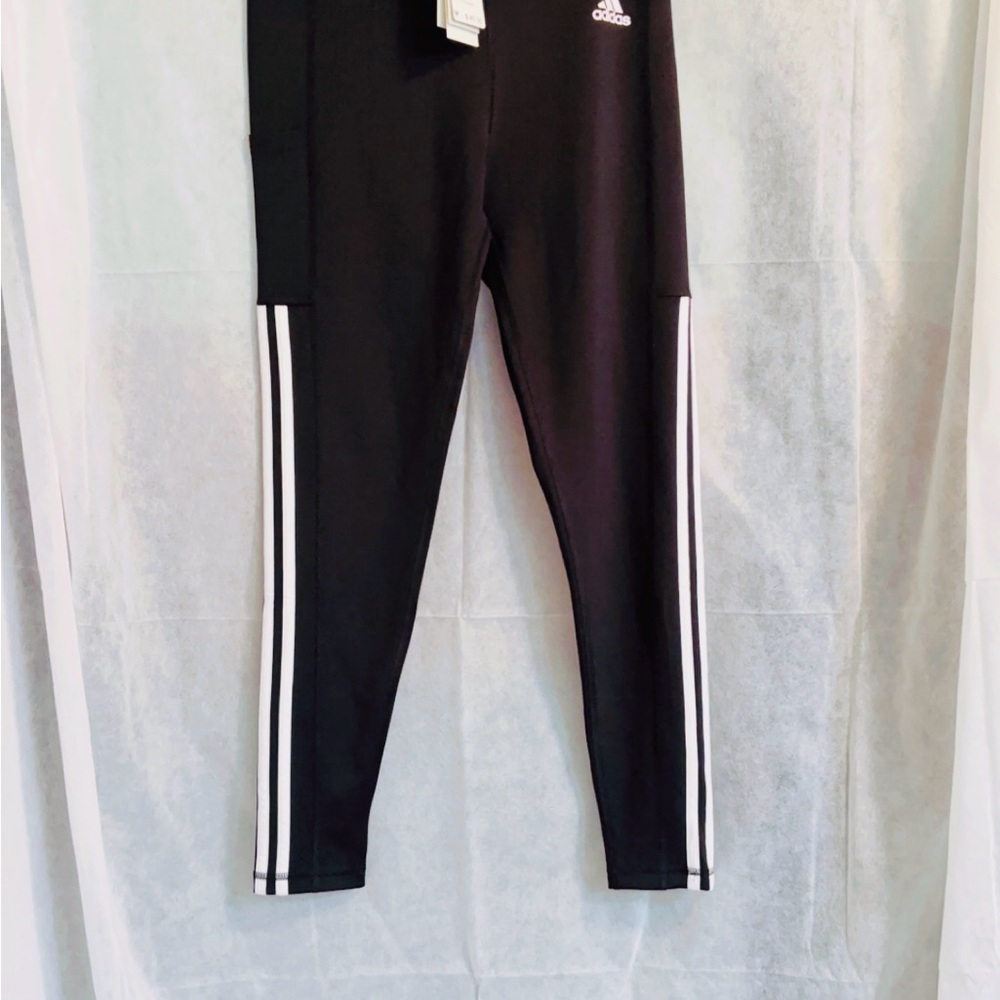 Adidas Women’s Black Leggings with White Stripes, sz.M, NWT